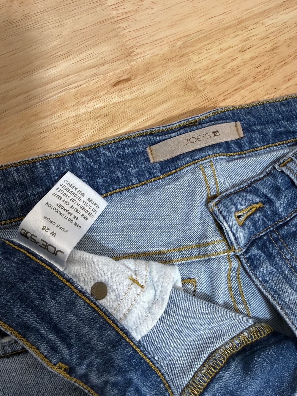 JOE'S Jeans Women’s 26 Cuffed Crop Distressed Boyfriend Jeans Blue Stretch